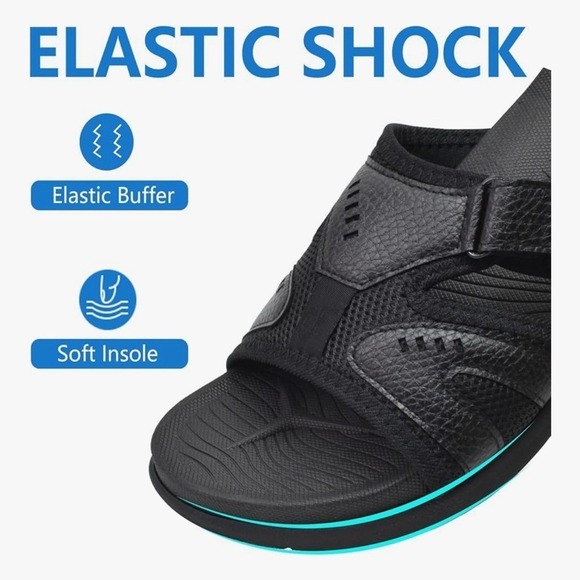 Coface Mens Arch Support Slide Sandals Black Adjustable Athletic Comfort Slides9 - Picture 6 of 8